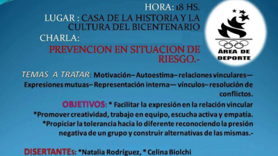 Invitan a la charla sobre prevención en situación de riesgo