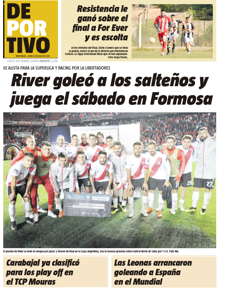 River goleó a los salteños y juega el sábado en Formosa
