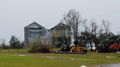 Un tornado destruyó silos para granos, arrasó un lote de girasol e hizo volar techos