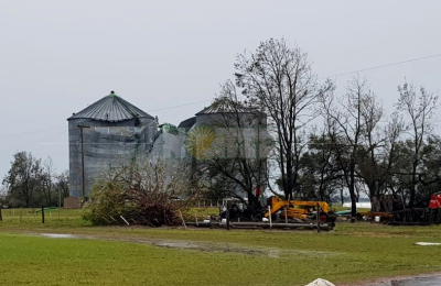 Un tornado destruyó silos para granos, arrasó un lote de girasol e hizo volar techos
