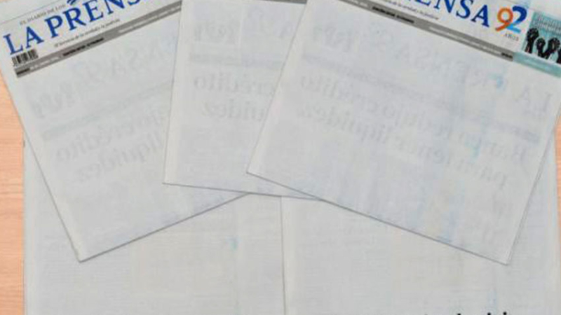 El mayor diario de Nicaragua publica portada en blanco