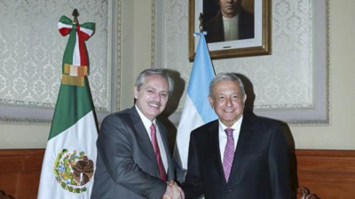 Alberto Fernández fue recibido por López Obrador en México