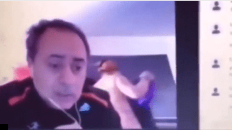 La clase virtual se descontroló: la novia del profesor salió sin ropa en la videoconferencia