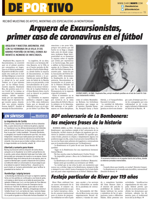 Arquera de Excursionistas, primer caso de coronavirus en el fútbol