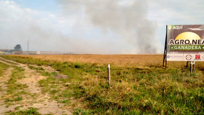 Gran incendio apenas a cinco kilómetros de Charata puso en riesgo viviendas