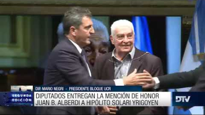 Diputados reconoció a Hipólito Solari Yrigoyen con la mención de honor "Juan B. Alberdi"