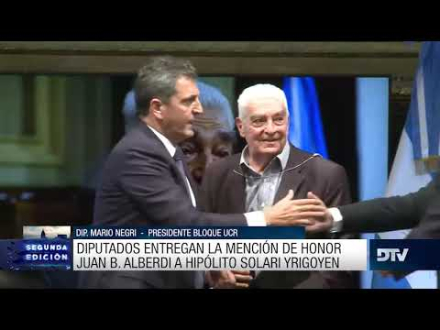 Diputados reconoció a Hipólito Solari Yrigoyen con la mención de honor "Juan B. Alberdi"