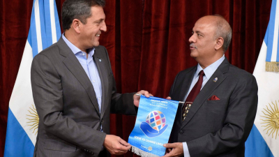 Liderazgo cooperativo, progreso y diálogo: los ejes del encuentro entre Massa y el presidente de Rotary Internacional