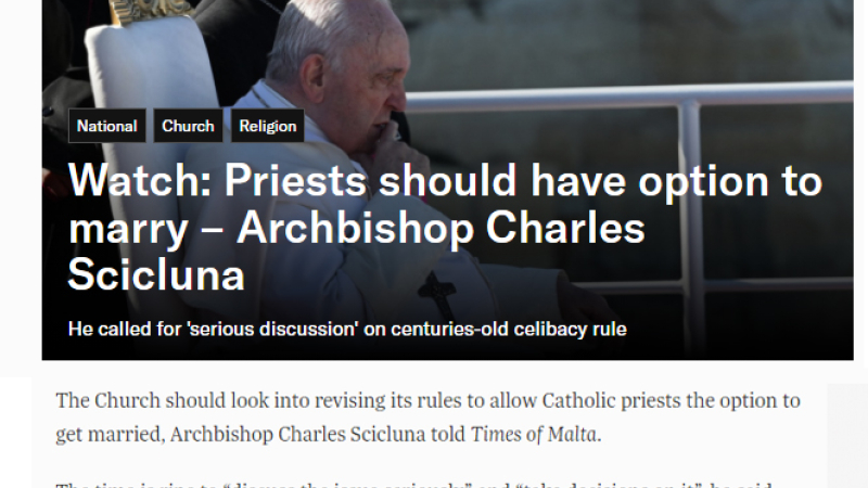 "Se debe pensar seriamente en permitir matrimonio de sacerdotes"