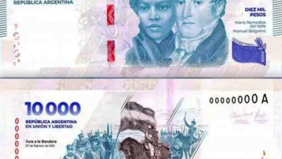 Está en circulación el billete de 10.000 pesos