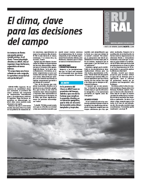 El clima, clave para las decisiones del campo