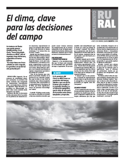 El clima, clave para las decisiones del campo
