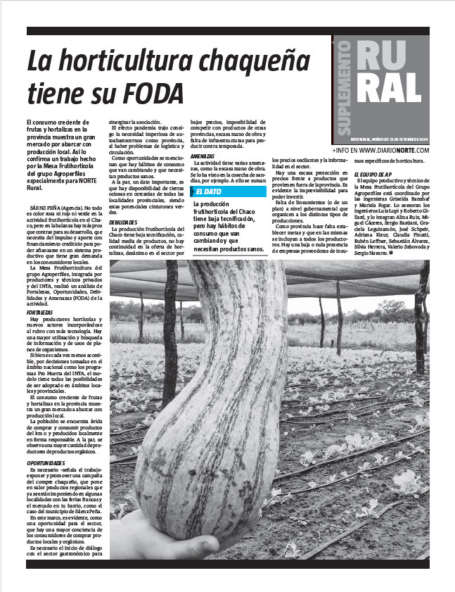 La horticultura chaqueña tiene su FODA