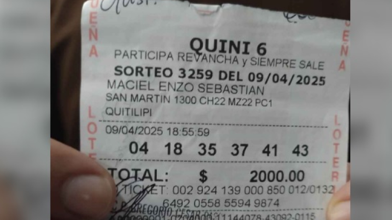 Peón rural de Quitilipi se alzó con un premio de $14,2 millones