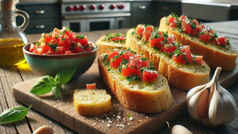 Bruschettas clásicas con tomate y albahaca