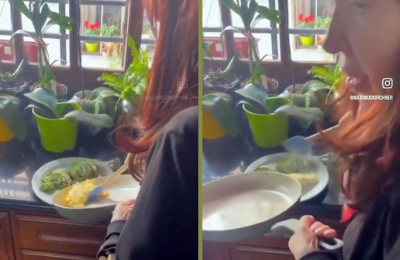 CFK se hizo filmar cocinando huevos con palta
