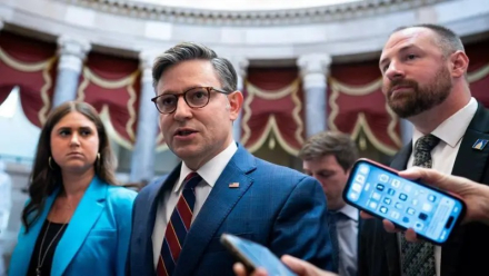 El presidente de la Cámara de Representantes de EEUU, Mike Johnson, cuando se celebró la votación de la ley en Washington.jpg