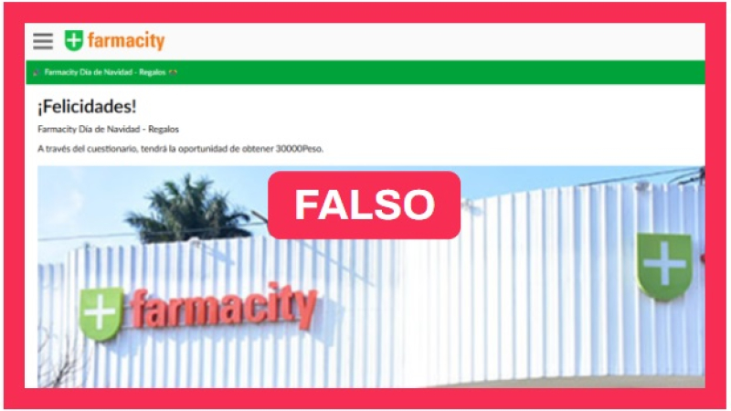 Es falso el enlace sobre un sorteo de $ 300 mil de la cadena Farmacity