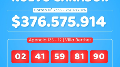 $ 376 millones para uno solo: la Poceada salió en Villa Berthet