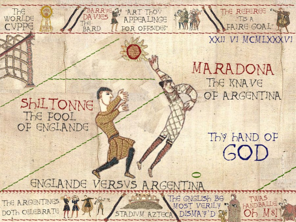 6.- Mano de D10s adaptada como escena del legendario Tapiz de Bayeux.