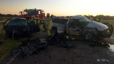 Siete muertos, tres de ellos menores, en triple choque en La Pampa