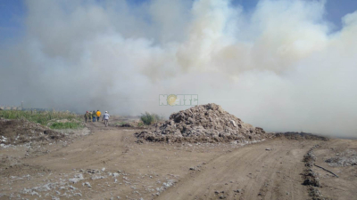 Bomberos logran controlar incendio de desmotadora que se extendía hacia campos cercanos