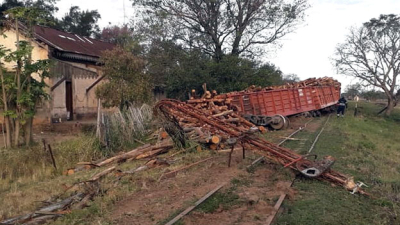 El ramal C-3 sigue mostrando su cara débil: descarrilo un convoy con madera de pino