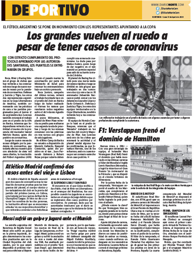 Los grandes vuelven al ruedo a pesar de tener casos de coronavirus