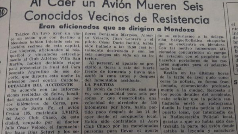 A 58 años de la tragedia área en Ceres, donde murieron seis chaqueños