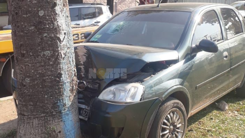 Perdió el control y se incrustó en un árbol
