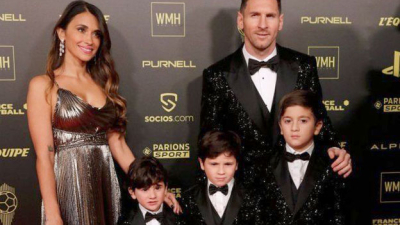 Furor por el look de Messi y sus hijos en la entrega del Balón de Oro