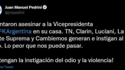 Pedrini metió en el hecho al fiscal Luciani, la Corte, Clarín y Juntos por el Cambio