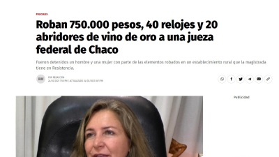 Llamativa tergiversación sobre robo afectó a una jueza federal