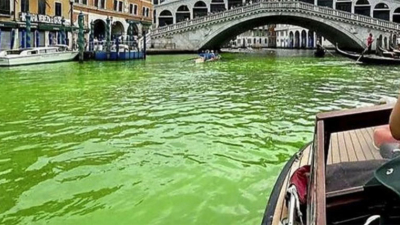 Misterio en Venecia por el agua de los canales teñida de verde