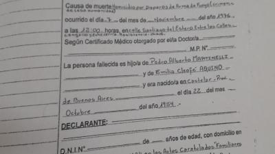 Rectifican certificado de defunción de una víctima del terrorismo de estado