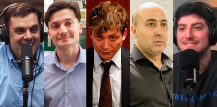 Daniel Parisini (Gordo Dan), Esteban Glavinich (Traductor Te Ama), Santiago Caputo, Fernando Cerimedo y Juan Carreira (Juan Doe)..jpg