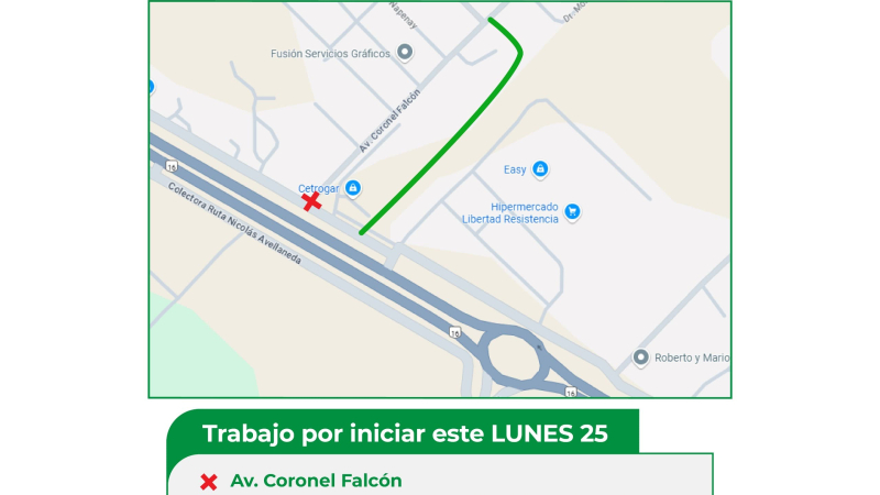 Tránsito restringido por bacheo en avenida Coronel Falcón y la colectora de la ruta 16