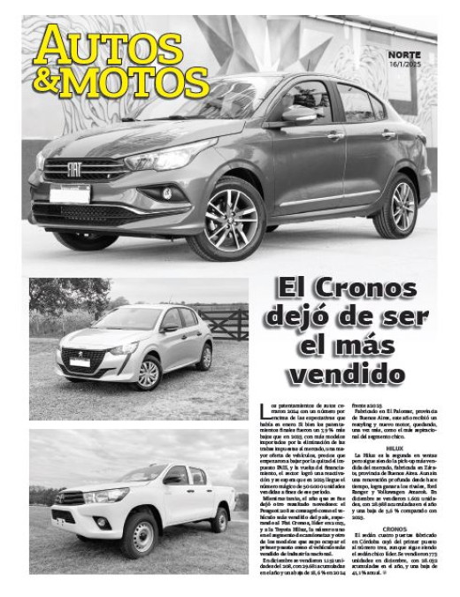El Cronos dejó de ser el más vendido