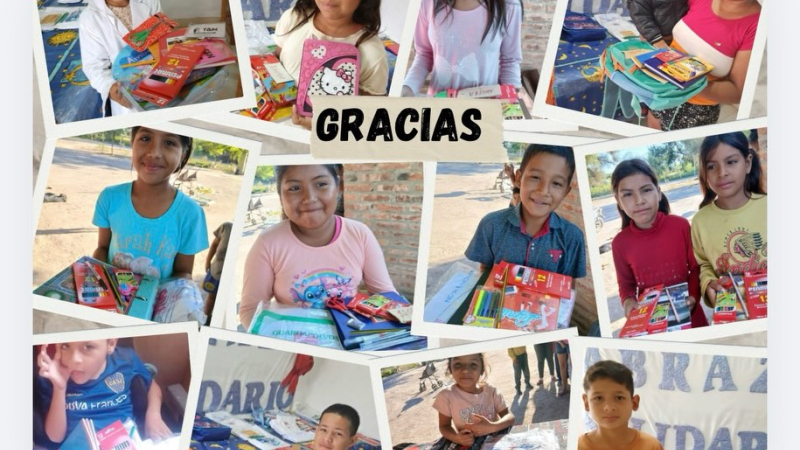 Amigos Solidarios donaron útiles a niños de dos merenderos