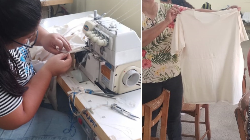 Estudiantes crean y venden remeras de algodón chaqueño con estampas qom