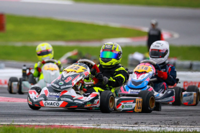 Felix Parra en su primer sudamericano de karting en Uruguay