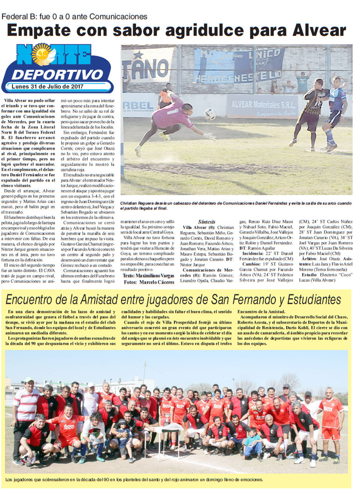 Empate con sabor agridulce para Alvear