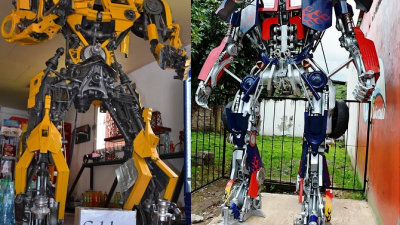 Dos transformers te dan la bienvenida en Campo Quijano