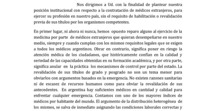 La Confederación Médica Argentina se opuso a la llegada de los médicos cubanos por el coronavirus