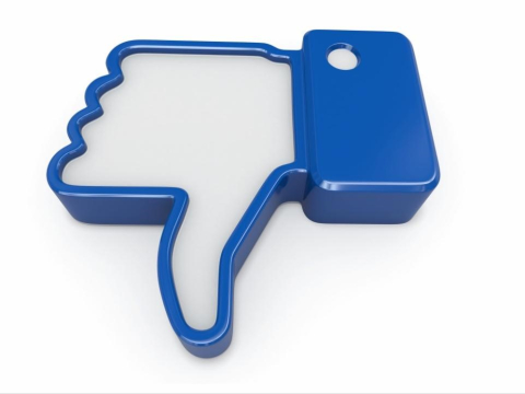 Pulgar hacia abajo de Facebook, Depositphotos.