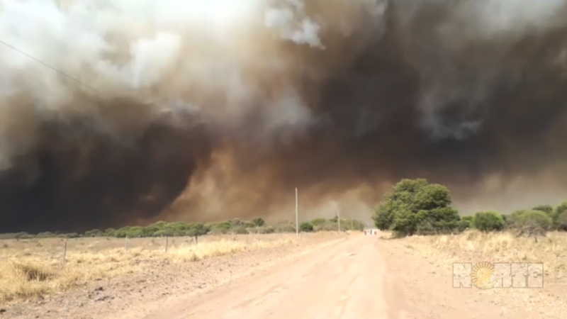 Voraz incendio en campos cercanos a Miraflores