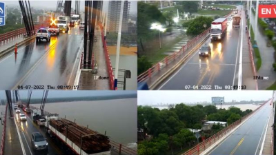 El tránsito en el puente interprovincial presenta serias demoras por un camión parado