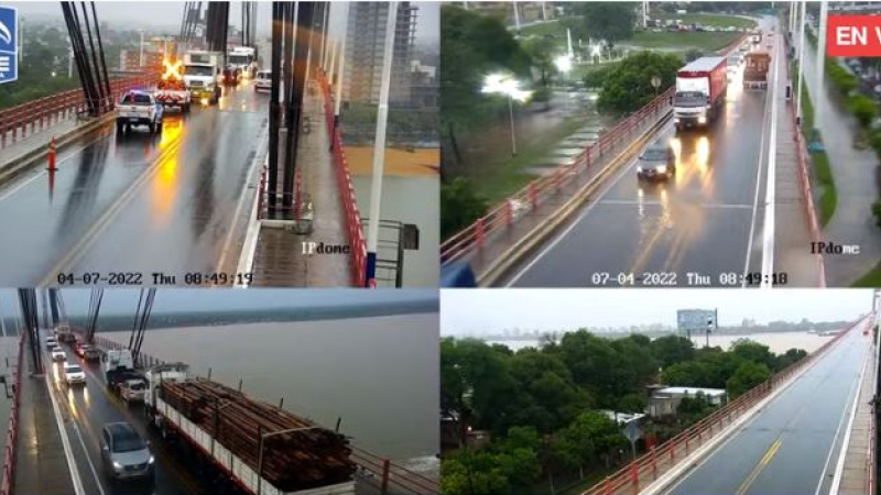 El tránsito en el puente interprovincial presenta serias demoras por un camión parado