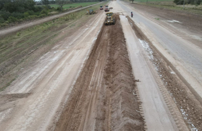 Ruta 6: avanzan los trabajos de obras básicas y pavimento