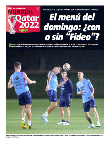 El menú del domingo: ¿con o sin “Fideo”?